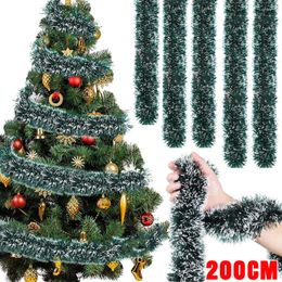 Decorative Flowers 4/1Pcs Christmas Tree Garlands Artificial Wreaths Ribbon Tinsel Xmas Hanging Ornaments Wedding Year Party Decorations