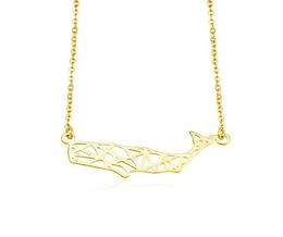 Senfai New Arrival Cutting Design CopperStainless Steel Animal Origami Whale Shape Hollow Pendant Necklace Choker Jewelry Party3182445