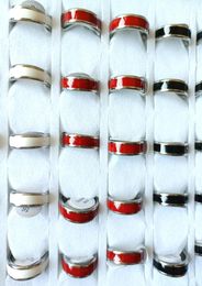 100pcs Men Women 4mm Charm Elegant Ring Classic Stainless Steel Rings mix Enamel Comforable Bithday Gift Party Favor7477155
