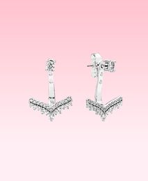 Beautiful CZ diamond Pendant Earring Women Summer Jewellery for P 925 Silver Princess wish bone Stud Earrings with Original box6322484