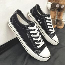 Casual Shoes Spring And Summer White Canvas For Men's Korean Low Top Flat Bottom Cloth Student Sports