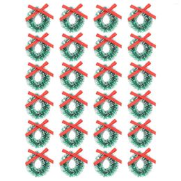 Decorative Flowers 24 Pcs Christmas Wreath Party Hanging Garland Home Accessories Decor Charm Mini Green Sisal Silk Adornment Country