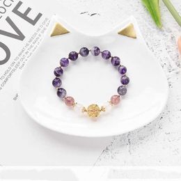 Designer bracelet brand new explosions ladies Simple and elegant Natural Amethyst Bracelet female transfer gift hollow out Ball