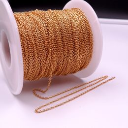 GNAYY 10Meter Lot in bulk Plated Gold Smooth Oval O Rolo Chain Stainless steel DIY jewlery Marking Chain 1 5MM 2MM 249Q