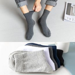 Men's Socks 3 Pairs/Lot Cotton White Black Solid Colour Ankle Business Spring/Autumn Casual Men Calcetines Hombre
