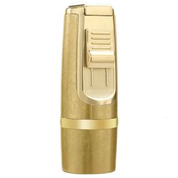 Creative Metal Three-Fire Jet Flame Cigar Lighter Creative Windproof Cigar Drill Cigarette Gift Box Wholesale Torch Lighter