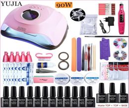 Nail Art Kits YUJIA Gel Set Acrylic Polish Kit With 90W UV LED Lamp Polygels Tools3748215