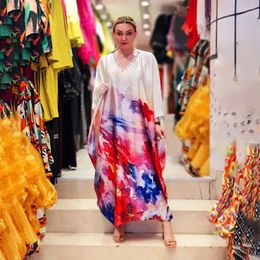 Ethnic Clothing African Clothes For Women 2024 Abayas Robe Elegant Turkey Print Boubou Gown Kaftan Evening Party Long Dresses Plus Size