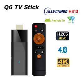 Original Q6 TV Stick Android 10.0 Atv 4K Allwinner H313 2GB RAM 8GB 16GB ROM Dual Wifi BT 5.2 Smart Tv Box PK X96Q D8 TV MINI Dongle