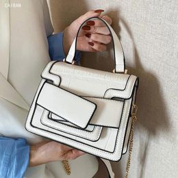 Shoulder Bags Stone Pattern Square Tote Bag 2024 Fashion High-quality PU Leather Women's Designer Handbag Chain Messenger