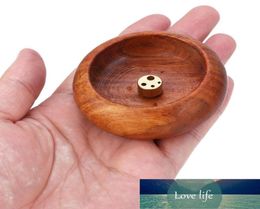 Fragrance Lamps Rosewood Incense Burner Stick Holder Bowl Vintage Round Wood Home Decoration Ornament6503553