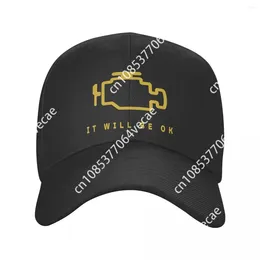 Berets Check Engine Baseball Caps Unisex Fitted Sun Hats Adjustable Polyester Sports Cap Summer Hat