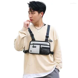 Backpack Fashion Functional Tatical Vest Bag Men Women Outdoor Cycling Sport Running Safety Chest Oxford Reflective Stripe