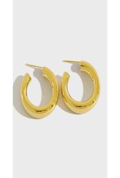 Hoop Huggie Real 925 Sterling Silver Big Earrings For Women C Round INS Korean Chunky Statement Earings Fashion Jewellery 20216155341