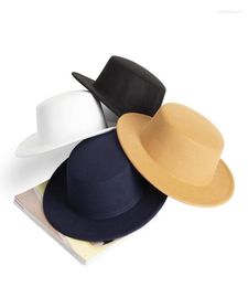 Berets Fedoras Hat For Women Vintage Cap Imitation Woollen Jazz Elegant British Wide Brim Ladies Caps Bowler Hats4418538