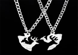 Buck and Doe Couples Puzzle Necklace Set Interlocking coin Love Pendant Friends Necklaces1288547