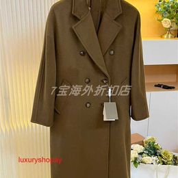 Maxmaras Womens Wrap Coat Camel Hair Coats Classic 101801 Wool Double Breasted Long Sleeved Autumnwinter Windbreaker Rjot