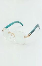 Plain glasses frame 3524012 with teal wooden legs and 56mm lenses for unisex5073154