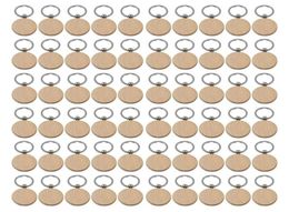 60Pcs Blank Round Wood Keychain Diy hangers s Can Grave Gifts260b6505535