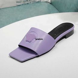 Designer Slippers Beach Women Summer Genuine Leather Flat Sandals Foam Runner Plus-size 12