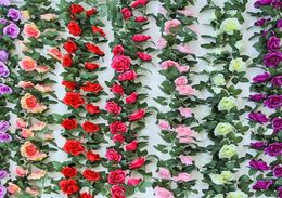 Silk Roses Ivy Vine Artificial Flowers Green Leaves For Home Wedding Hanging Garland Decor1109035