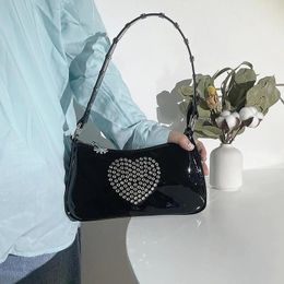 Shoulder Bags High Quality Patent Leather Women Underarm Retro Love Pattern Fashion Ladies Single Bag Female Hobos Purse Handbag