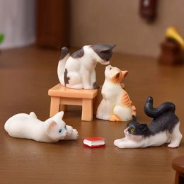 Resin Cats Ornament Kitten Figurine Animal Miniature Fairy Garden Doll House Decoration DIY Micro Landscape Home Decor 240430