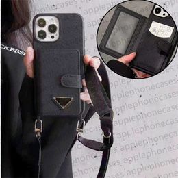 Wallet Phone Case Designer iPhone Case for iPhone 15 Pro Max 14 Pro Max 13 Pro 12 11 14 Plus 15 Plus Case Card Slot Bag Holder Brand Triangle P Crossbody Handbag Case Sling