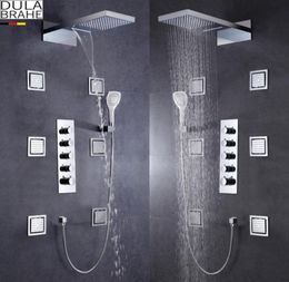 Germany DULABRAHE Thermostatic Bathroom Shower Faucet Large Water Flow Mixer Set Bath Shower Valve Waterfall And Rain Shower Hea4209478