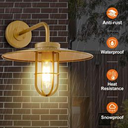 Brighten Up Your Home with Farmhouse Outdoor Lighting - Gold Front Porch Light Fixtures for House Entryway and Garage - 1 Pack