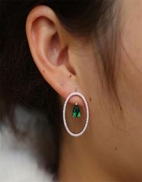 fashion simple geometric Oval circle teardrop cz double sided earrings girls temperament trendy design 2106181363088