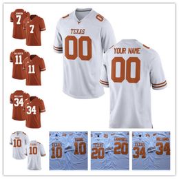 Mens Texas Longhorns Customized College Football Brunt Orange White Any Name Number Watson McCoy Young 11 Ehlinger Humphrey Sterns Jersey 268i