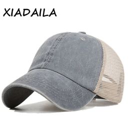 Washed cotton mesh breathable baseball cap made old light board caps men and women spring and summer hat women 240415