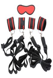 Top Quality BDSM Sex Bondage Slave Gear Bed Restraint Belt Handcuffs Leg Cuffs Eye Mask Slave Fetish Bondage Erotic Sex Toys For S1058719