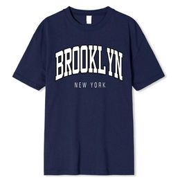 Men's T-Shirts Brooklyn New York Printing Male T Shirts Summer 100% Cotton Sweat T-Shirts Breathable Loose Clothes Hip Hop Crewneck Menswear Y240429