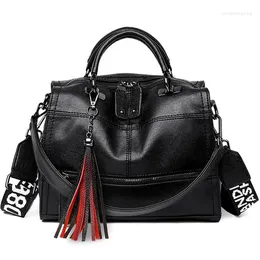 Shoulder Bags Vintage Tassel Women Soft Leather Handbag Crossbody For 2024 Bag High Quality Casual Purses And Handbags Sac