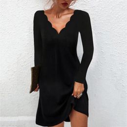 Casual Dresses In Dress For Women Sexy Plus Size Long Sleeve Mini Black V-neck Bodycon Es Office Lady Evening Party