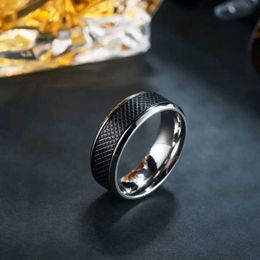 Band Rings New high-quality stainless steel mens ring Western style titanium black and white used for fashionable Jewellery Q240429