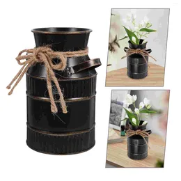 Vases Retro Milk Bottle Vase Planting Bucket Vintage Flower Iron Home Decor For Floral Arrangement European Style