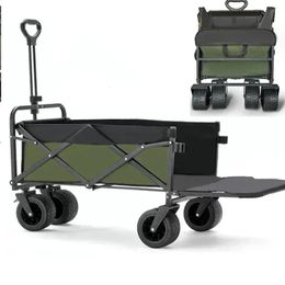 Outdoor Cart Camping Picnic Pull Carts Portable Foldable Adjustable Handcart Hand Push Trailer Rod Rear Wagon 240420