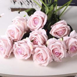 Decorative Flowers Artificial Red Roses Valentine's Day Realistic Blossom Single Fake Flower Bouquets Home Wedding Party Decoration