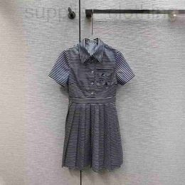 Basic & Casual Dresses designer South Oil Direct 2024 Summer New Heavy Industry Bead Flap Collar Dress with Western Stripe Single Pocket Slim Fit Short Skirt OJB5