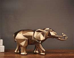 Modern Abstract Golden Elephant Statue Resin Ornament Home Decoration Accessories Gifts for Elephant Sculpture Animal Craft 2103292973607