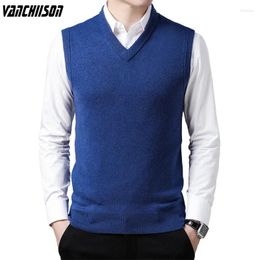 Men's Vests Wool Men Knit Tank Jumpers Tops Basic Sweater Sleeveless Warm For Autumn Winter V Neck Male Fashion Casual Clothing 00213