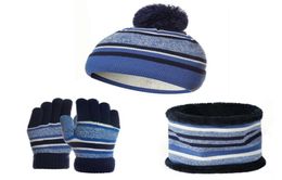 Kids Winter hats Shawls Glov Kit Cotton Wool yarn Used Pompom Hat Warm Beanie Shawls Glove Cat Threepiece warm Set7671044