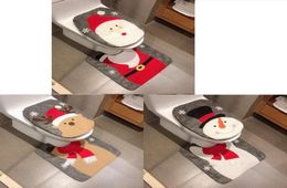 Christmas Toilet Seat Cover Cushion Toilet Kit Christmas Ornament Santa Claus Rug Bathroom Set Xmas Gift7124211