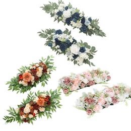 2PcsSet Artificial Arch Flower Swag Table Runner Centerpiece Garland for Wall Wedding Ceremony Sign Floral Decoration Flowers 240429