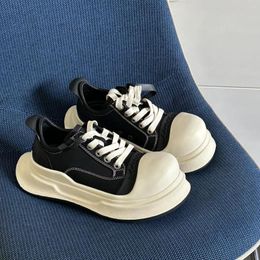 Casual Shoes Big Head National Fashion Ugly And Cute Retro Platform Height Increasing Canvas Leather Sneakers Bread Woman
