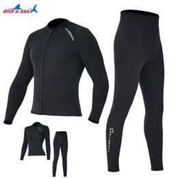 Dive sail 2mm Premium diving suit for men women wetwuit pants Split body jacket-pants Neoprene Swimwear black keep Warm Black 240410