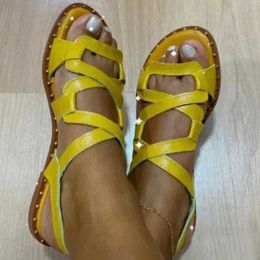 Dress Shoes Women Sandals 2024 New Gladiator Summer Flat Rome Style Femme Flats Footwear H240527